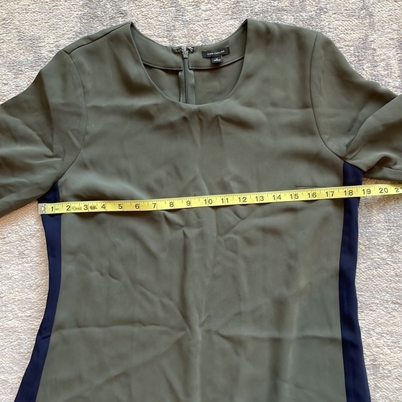 Ann Taylor Green Shift T Shirt Dress with Blue Side Stripe Lagenlook Sz 10 - Picture 10 of 13